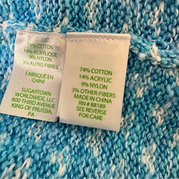 Lilly Pulitzer Kienna Cardigan in Cumulus Blue Metallic Knit Open Front Size XL - Picture 4 of 6